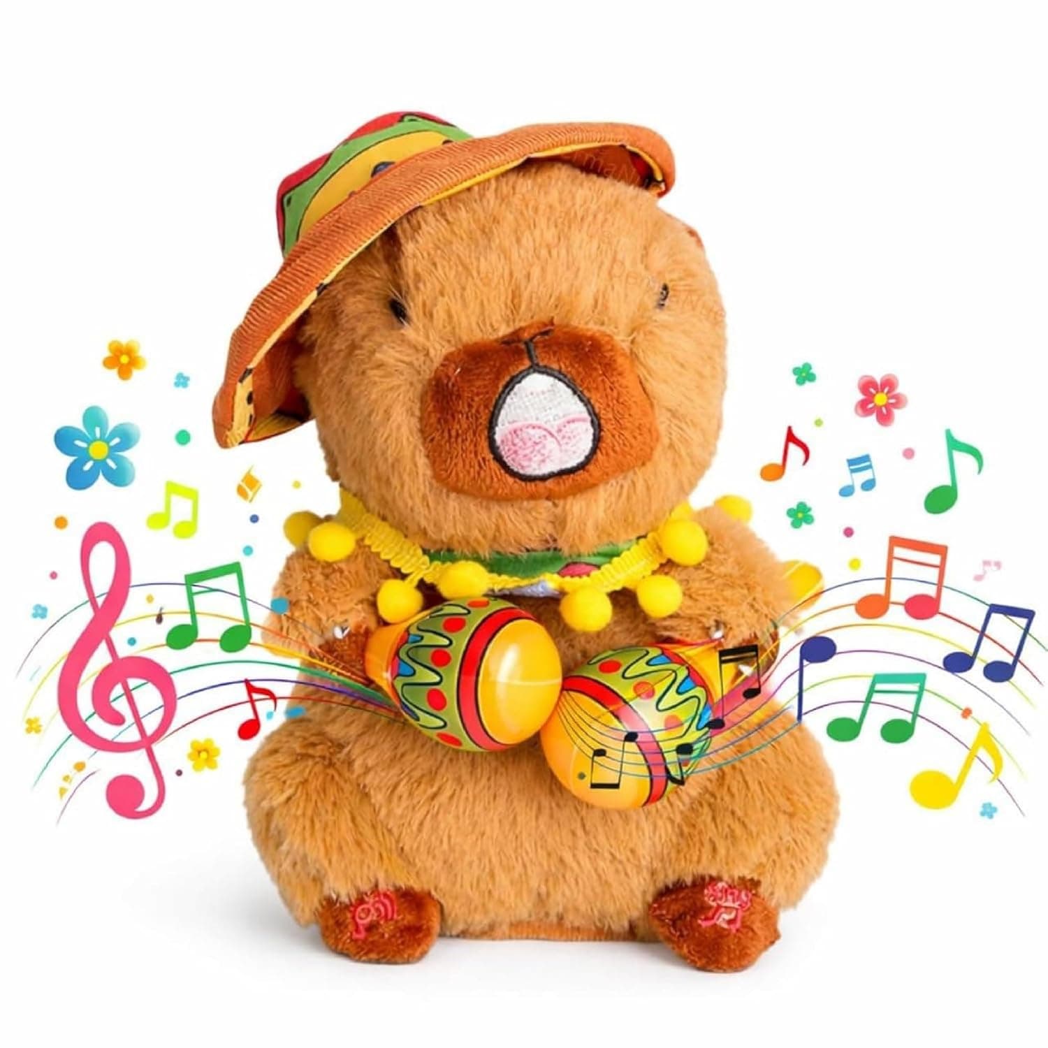 Musical Talking Capybara Plush Toy with Recording Function, Rechargeable, 25 cm